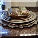S23. Silverplate trays and dishes.  